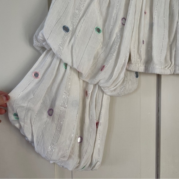 Rococo Sand Embellished Plissé Cropped Top Off White Size XS - Picture 5 of 13